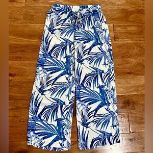 En Creme Blue and White Wide Leg Pants